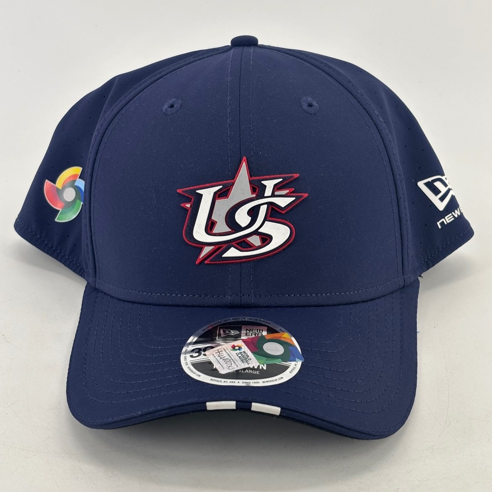 New Era 39THIRTY USA Baseball Hat L/XL Navy WBC Stretch Fit New With Tags